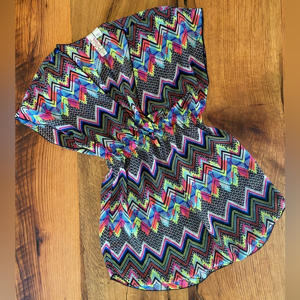 Miken Swim Cover Up in Vibrant Colors, Fun Pattern, Size Small